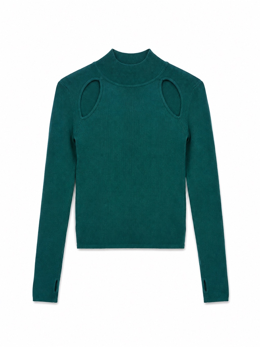 Wild Fable Dark Teal Green Ribbed Cutout Sweater Top NWT Thumbholes Size XL